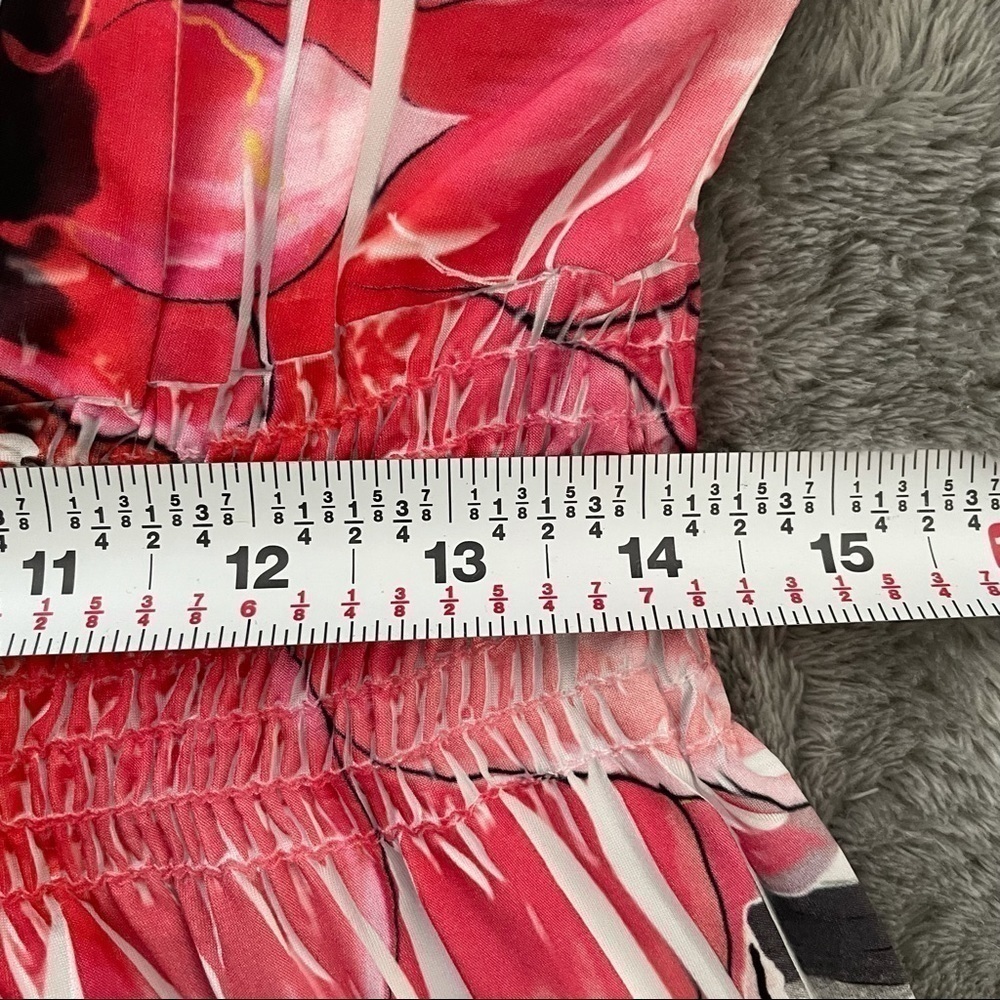 Mi Manchi Striped Floral Elastic Waist Dress Size XL Black White Pink Graphic - Picture 7 of 8
